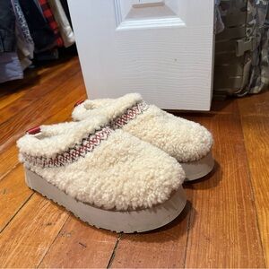 Ugg Tazz Shearling Braided Flatform Slippers